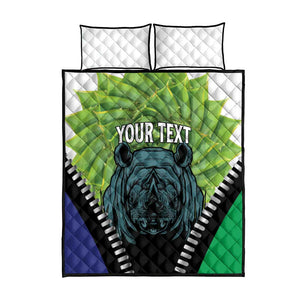 Personalised Afro Lesotho Quilt Bed Set Black Rhinoceros Aloe Polyphylla LT15