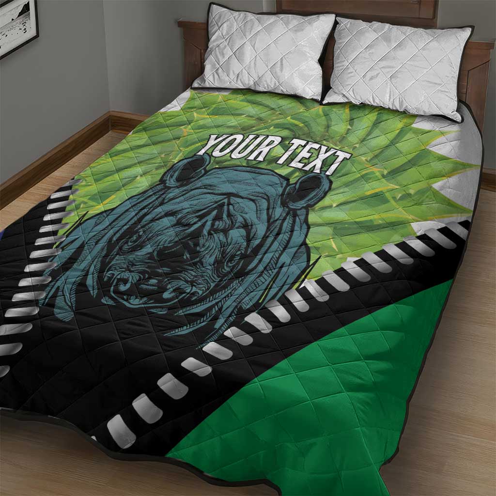 Personalised Afro Lesotho Quilt Bed Set Black Rhinoceros Aloe Polyphylla LT15