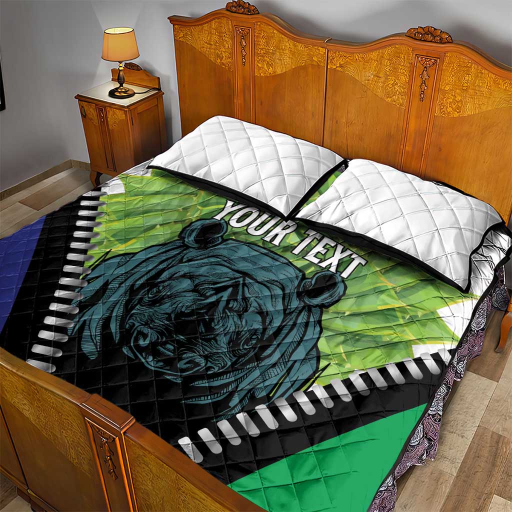 Personalised Afro Lesotho Quilt Bed Set Black Rhinoceros Aloe Polyphylla LT15
