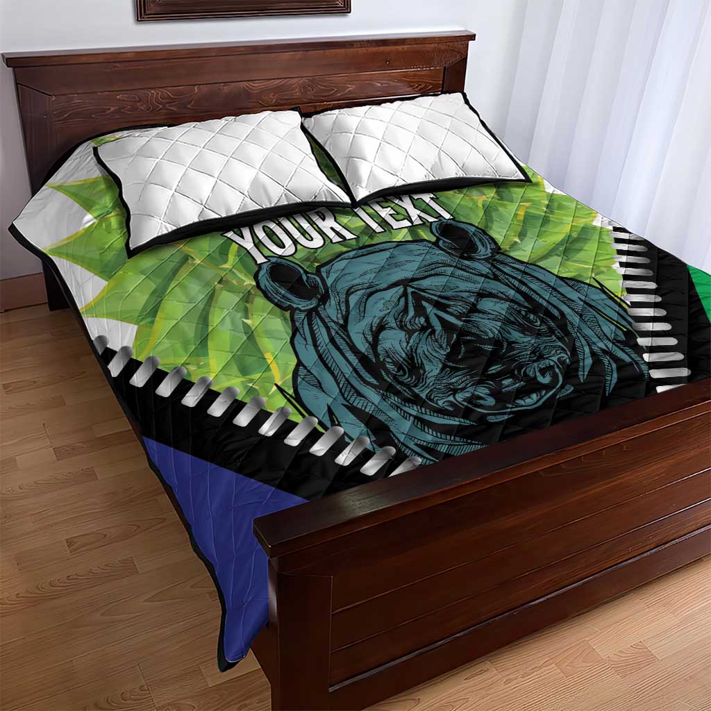 Personalised Afro Lesotho Quilt Bed Set Black Rhinoceros Aloe Polyphylla LT15