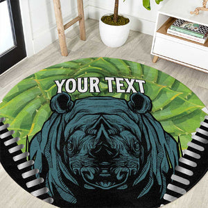 Personalised Afro Lesotho Round Carpet Black Rhinoceros Aloe Polyphylla LT15