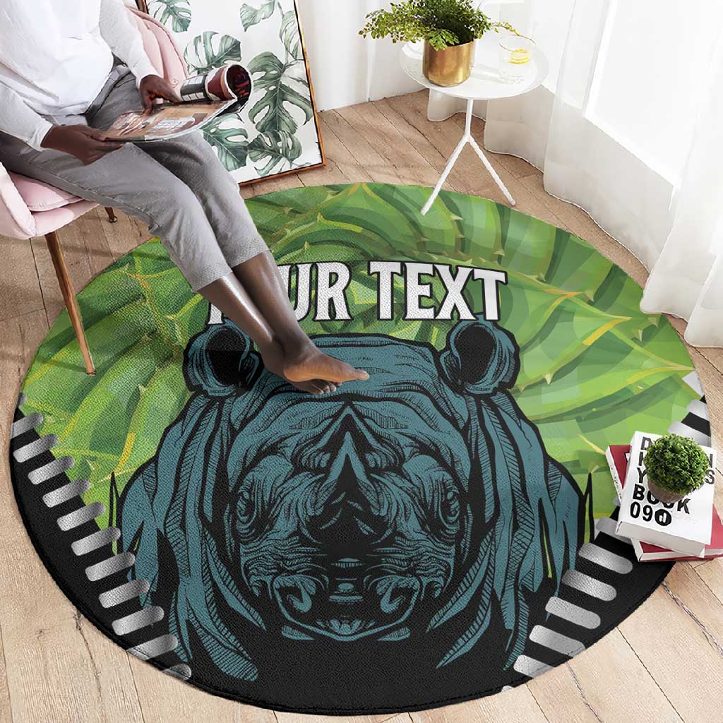 Personalised Afro Lesotho Round Carpet Black Rhinoceros Aloe Polyphylla LT15