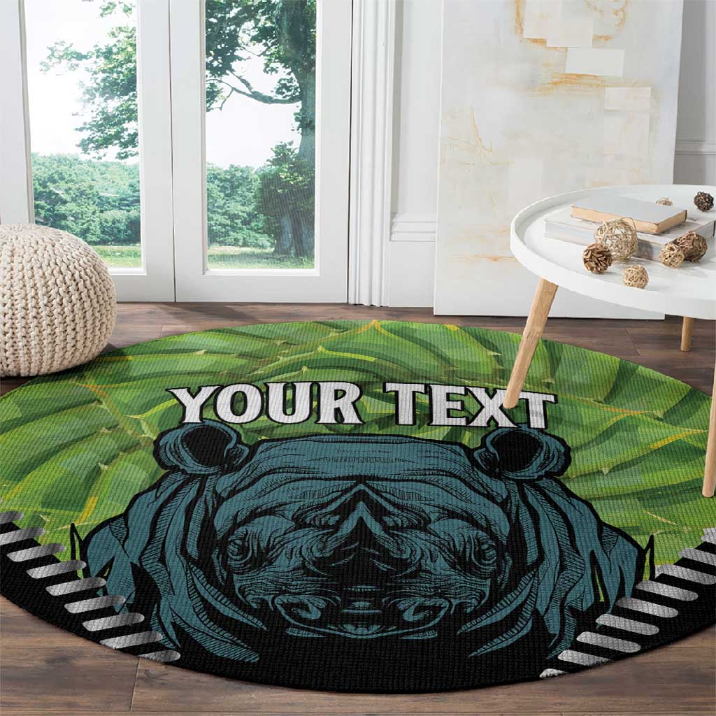 Personalised Afro Lesotho Round Carpet Black Rhinoceros Aloe Polyphylla LT15