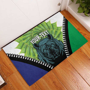 Personalised Afro Lesotho Rubber Doormat Black Rhinoceros Aloe Polyphylla LT15