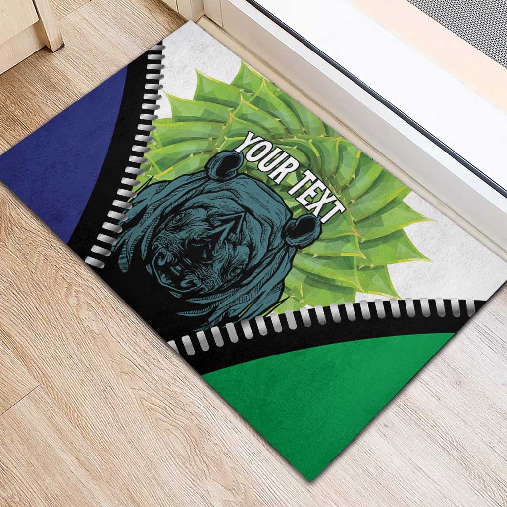 Personalised Afro Lesotho Rubber Doormat Black Rhinoceros Aloe Polyphylla LT15