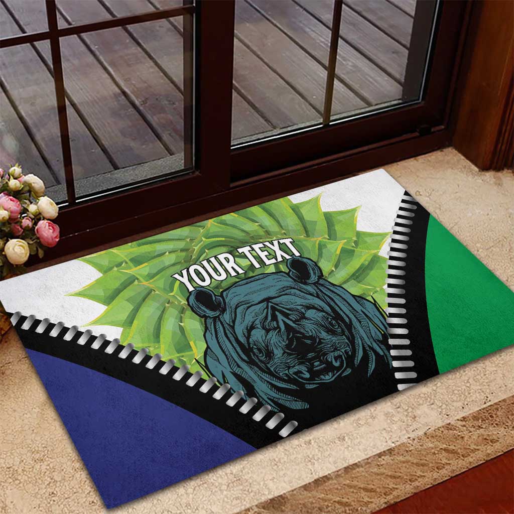 Personalised Afro Lesotho Rubber Doormat Black Rhinoceros Aloe Polyphylla LT15