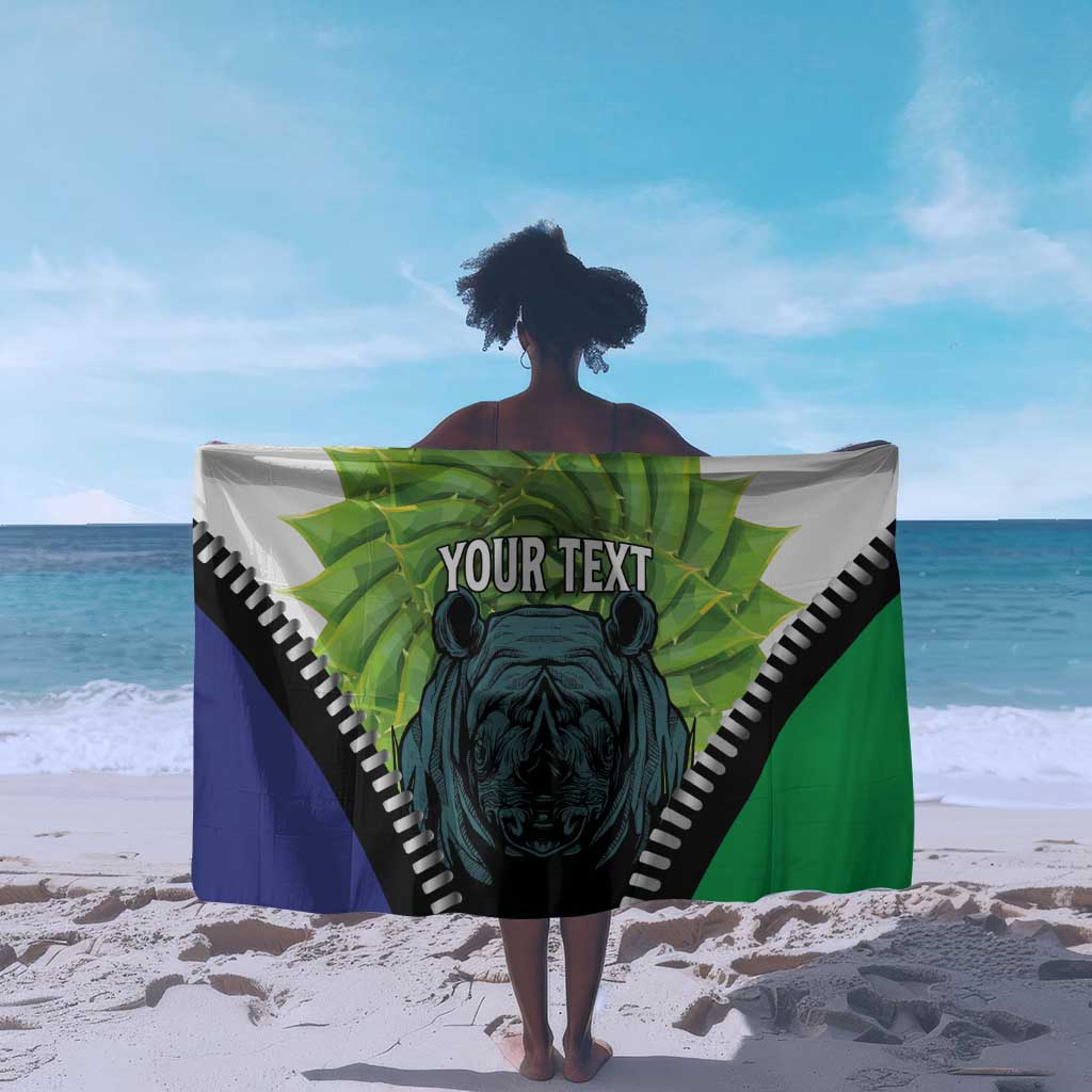 Personalised Afro Lesotho Sarong Black Rhinoceros Aloe Polyphylla LT15