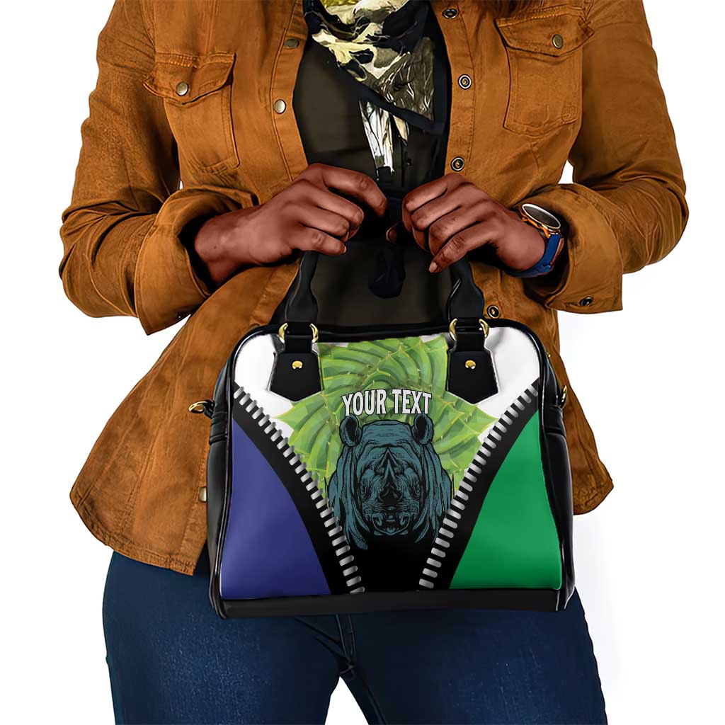 Personalised Afro Lesotho Shoulder Handbag Black Rhinoceros Aloe Polyphylla LT15