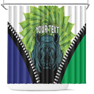 Personalised Afro Lesotho Shower Curtain Black Rhinoceros Aloe Polyphylla LT15
