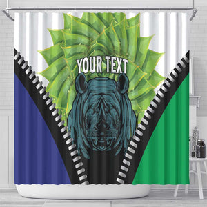 Personalised Afro Lesotho Shower Curtain Black Rhinoceros Aloe Polyphylla LT15