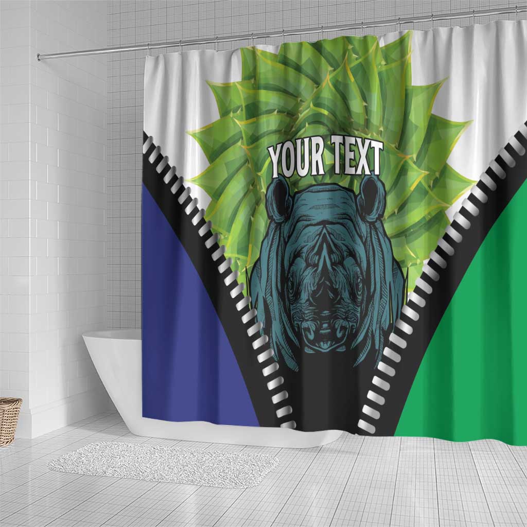 Personalised Afro Lesotho Shower Curtain Black Rhinoceros Aloe Polyphylla LT15