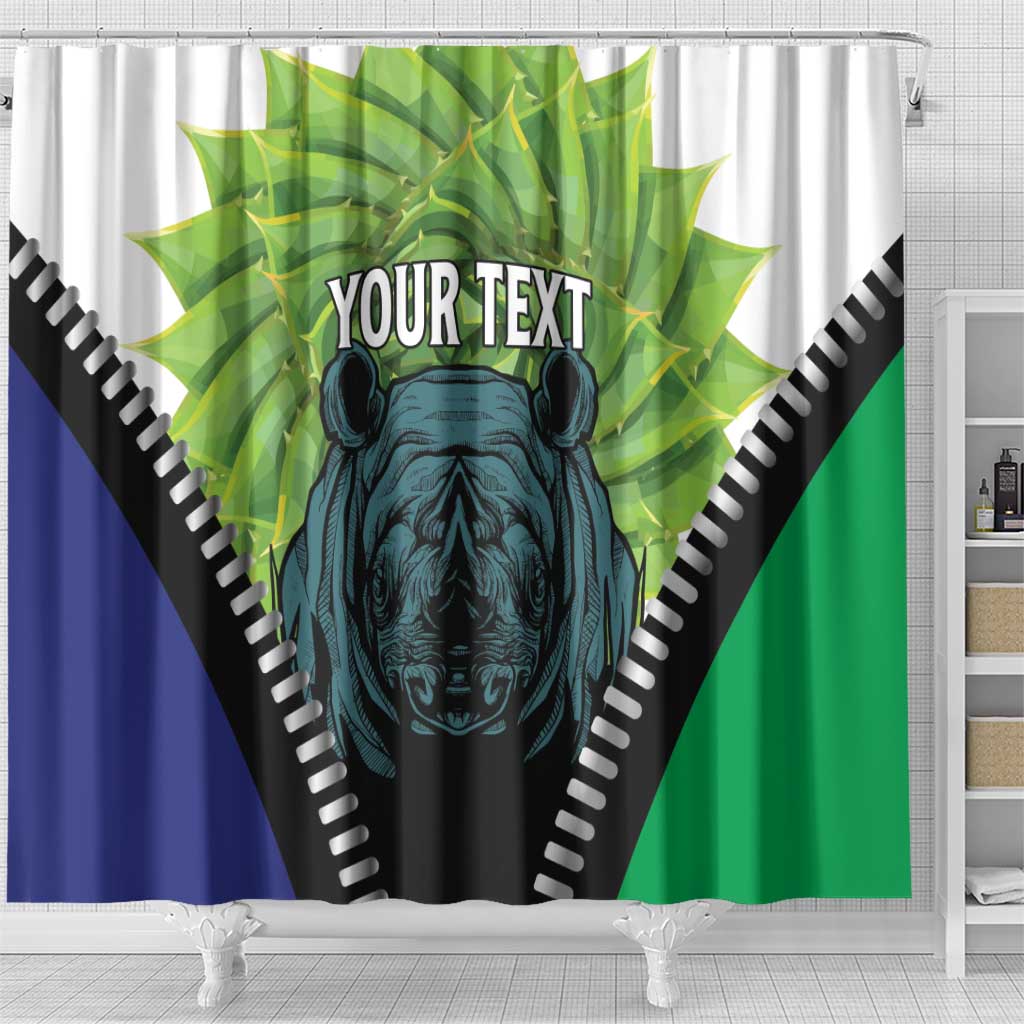 Personalised Afro Lesotho Shower Curtain Black Rhinoceros Aloe Polyphylla LT15