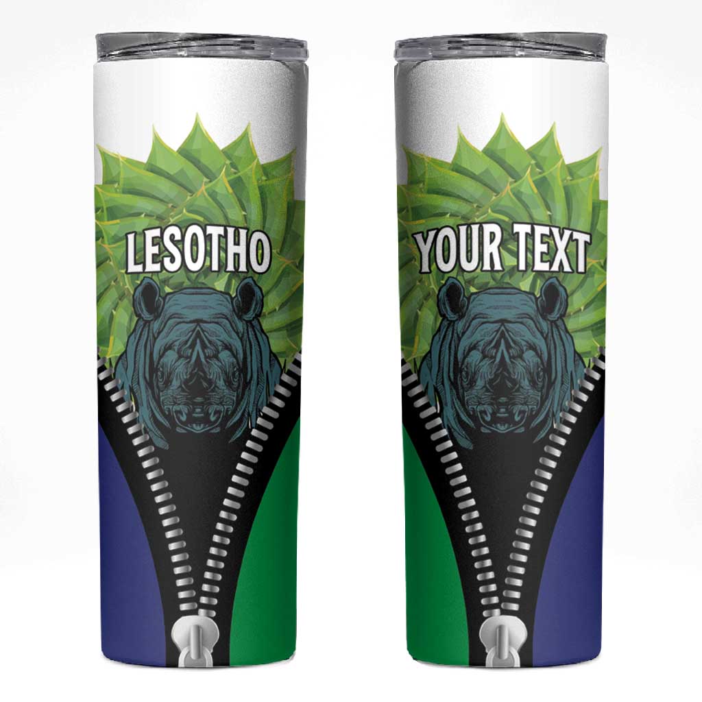 Personalised Afro Lesotho Skinny Tumbler Black Rhinoceros Aloe Polyphylla