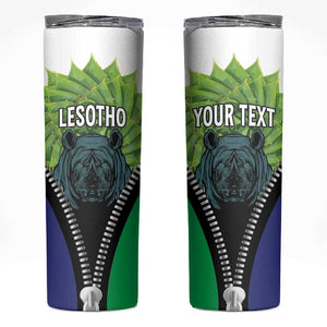 Personalised Afro Lesotho Skinny Tumbler Black Rhinoceros Aloe Polyphylla