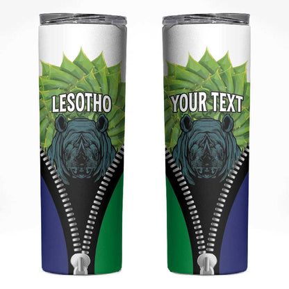 Personalised Afro Lesotho Skinny Tumbler Black Rhinoceros Aloe Polyphylla