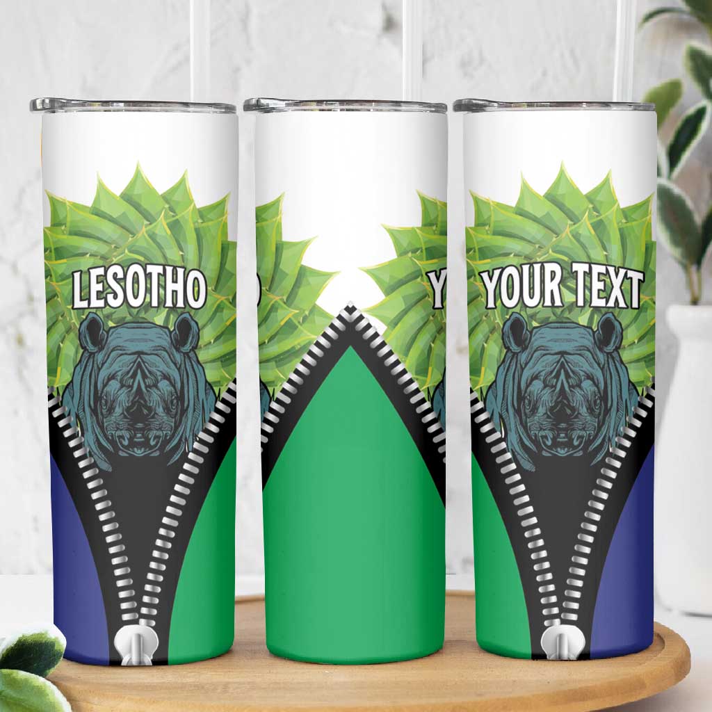 Personalised Afro Lesotho Skinny Tumbler Black Rhinoceros Aloe Polyphylla
