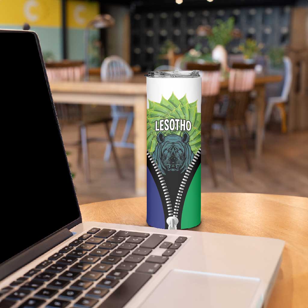 Personalised Afro Lesotho Skinny Tumbler Black Rhinoceros Aloe Polyphylla