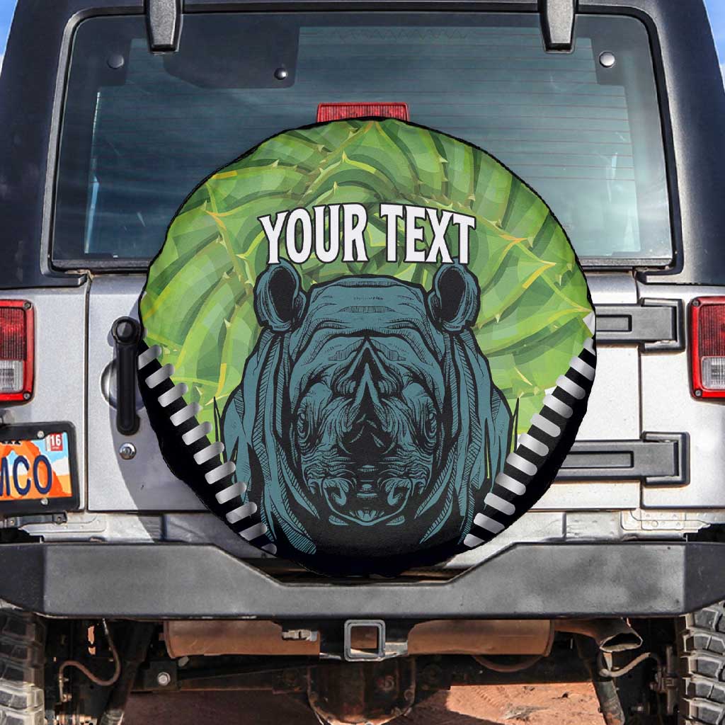 Personalised Afro Lesotho Spare Tire Cover Black Rhinoceros Aloe Polyphylla LT15