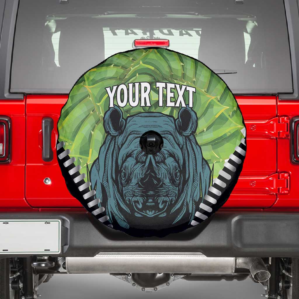 Personalised Afro Lesotho Spare Tire Cover Black Rhinoceros Aloe Polyphylla LT15