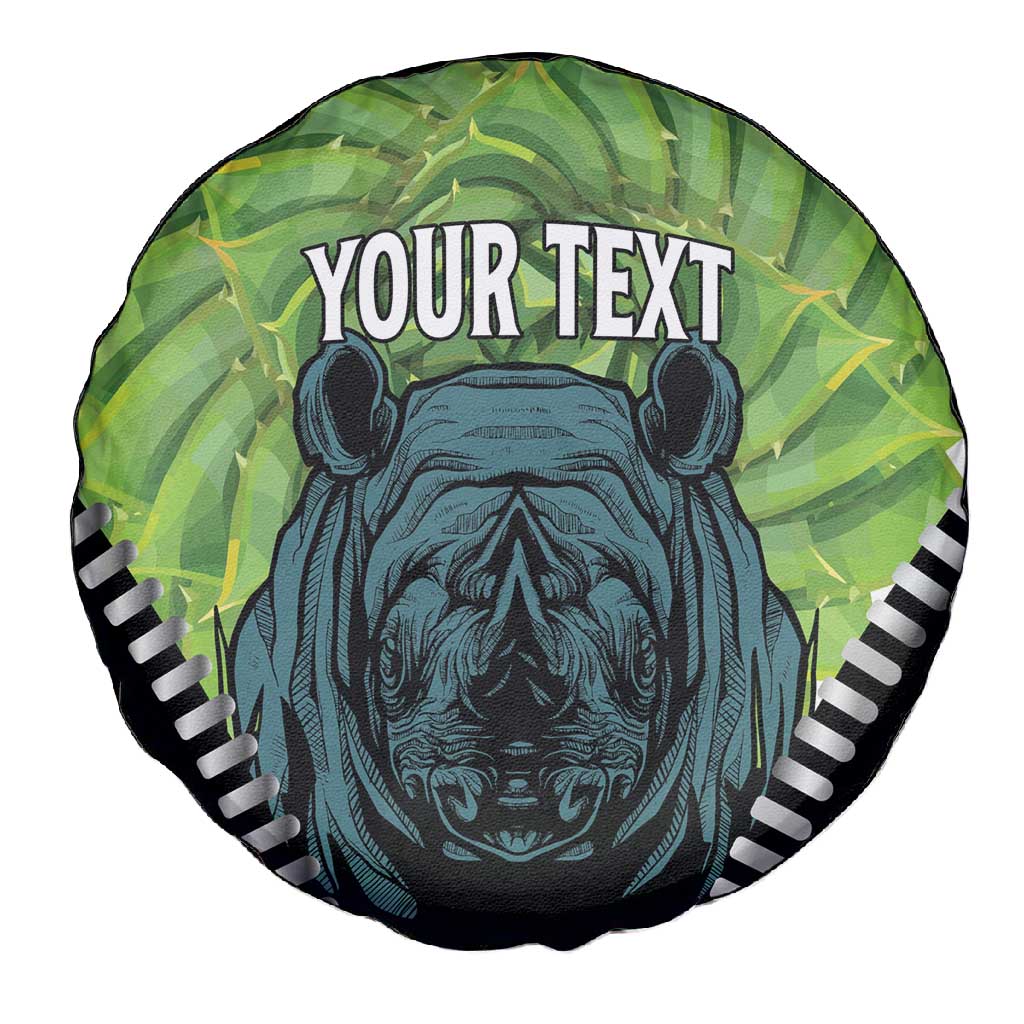 Personalised Afro Lesotho Spare Tire Cover Black Rhinoceros Aloe Polyphylla LT15