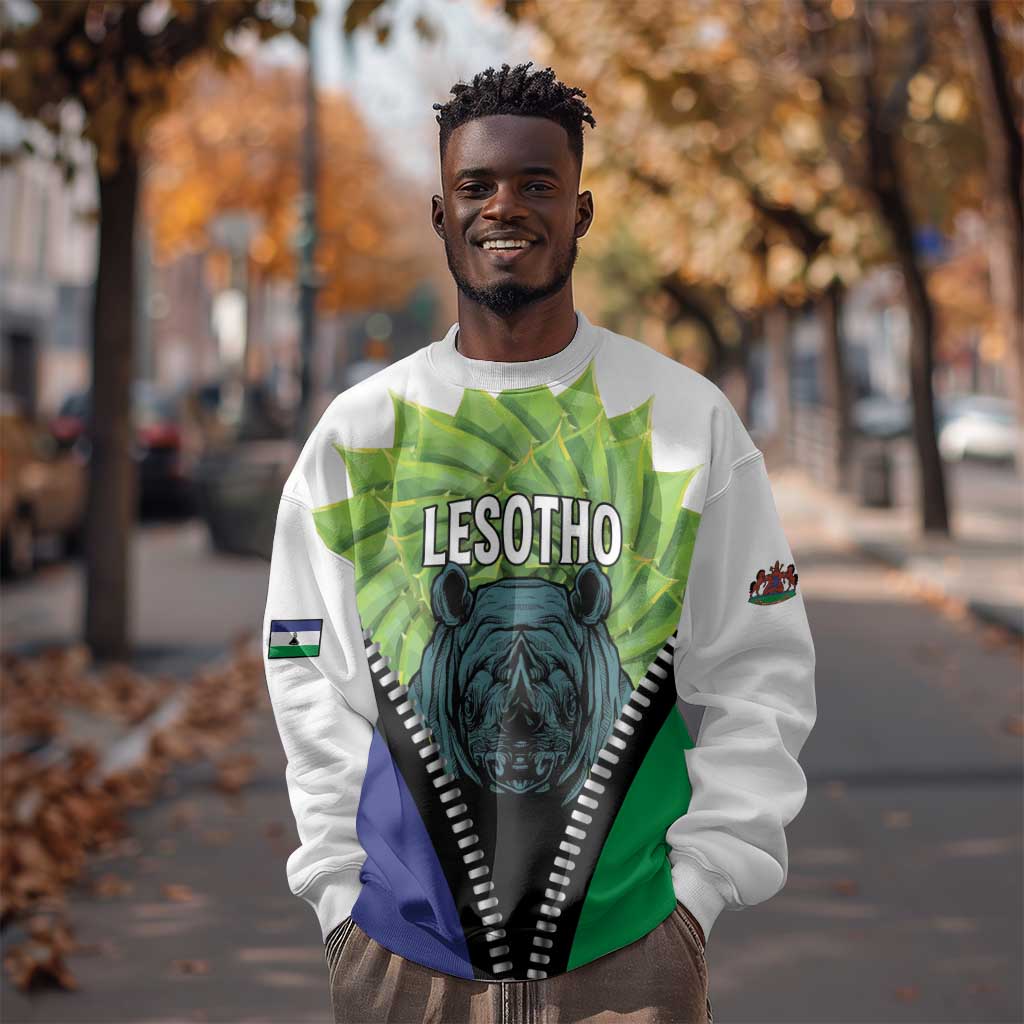 Personalised Afro Lesotho Sweatshirt Black Rhinoceros Aloe Polyphylla LT15