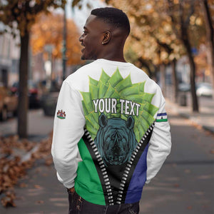 Personalised Afro Lesotho Sweatshirt Black Rhinoceros Aloe Polyphylla LT15