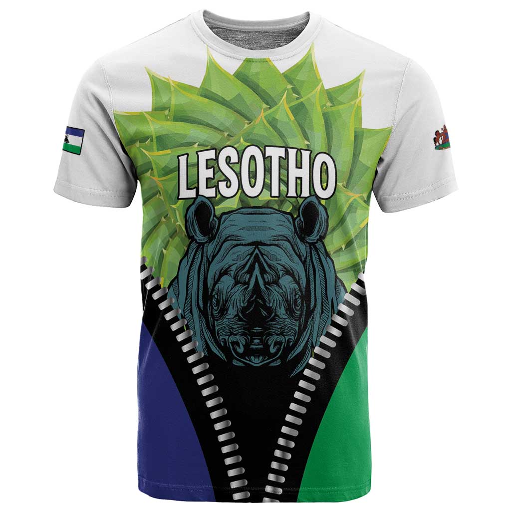 Personalised Afro Lesotho T shirt Black Rhinoceros Aloe Polyphylla LT15
