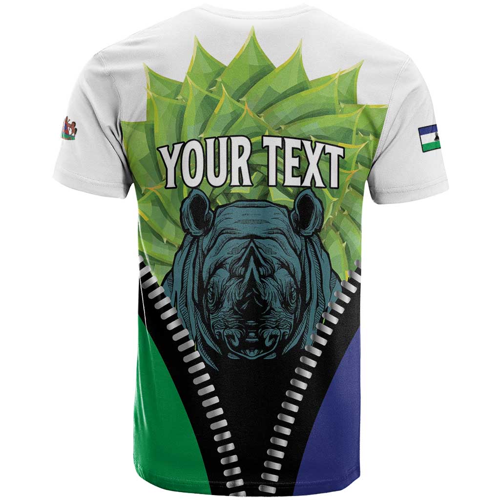 Personalised Afro Lesotho T shirt Black Rhinoceros Aloe Polyphylla LT15