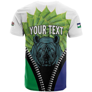 Personalised Afro Lesotho T shirt Black Rhinoceros Aloe Polyphylla LT15