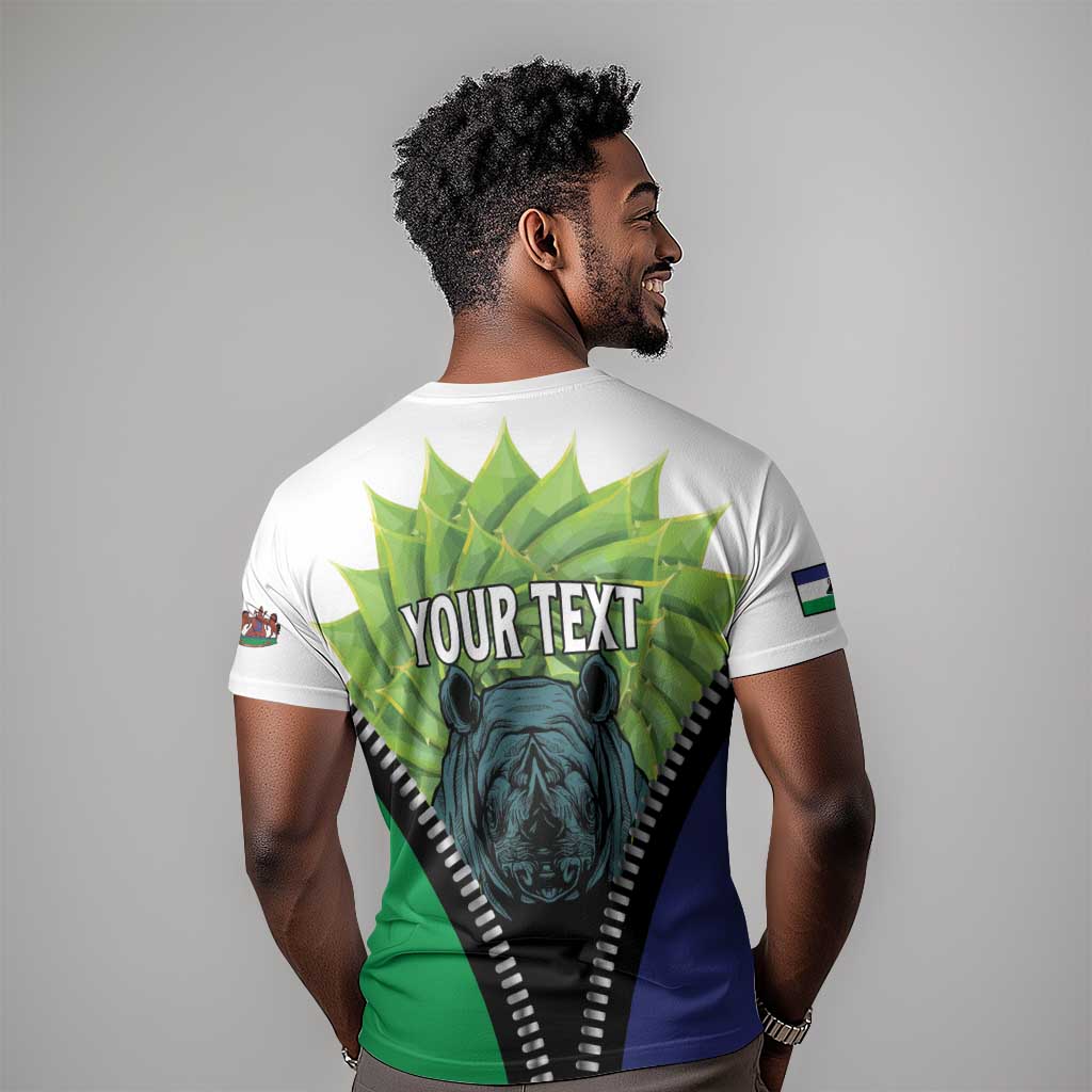 Personalised Afro Lesotho T shirt Black Rhinoceros Aloe Polyphylla LT15