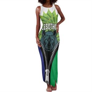 Personalised Afro Lesotho Tank Maxi Dress Black Rhinoceros Aloe Polyphylla LT15