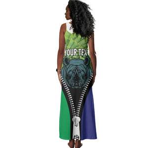 Personalised Afro Lesotho Tank Maxi Dress Black Rhinoceros Aloe Polyphylla LT15