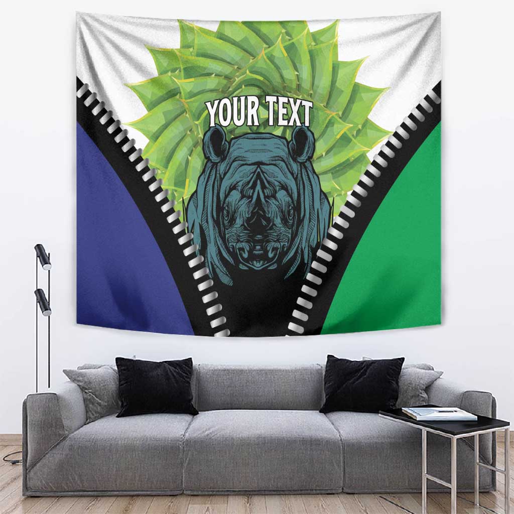 Personalised Afro Lesotho Tapestry Black Rhinoceros Aloe Polyphylla LT15