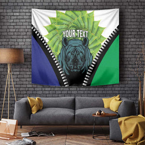 Personalised Afro Lesotho Tapestry Black Rhinoceros Aloe Polyphylla LT15