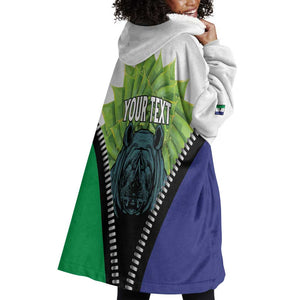 Personalised Afro Lesotho Wearable Blanket Hoodie Black Rhinoceros Aloe Polyphylla LT15