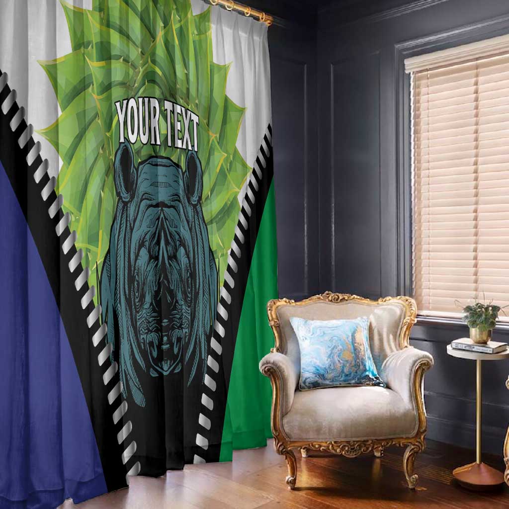 Personalised Afro Lesotho Window Curtain Black Rhinoceros Aloe Polyphylla LT15