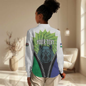 Personalised Afro Lesotho Women Casual Shirt Black Rhinoceros Aloe Polyphylla LT15