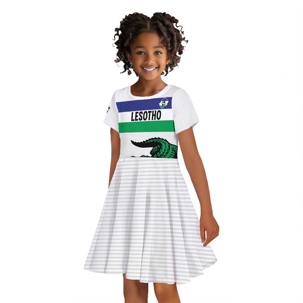 Custom Lesotho Football Kid Short Sleeve Dress Go Likuena Go
