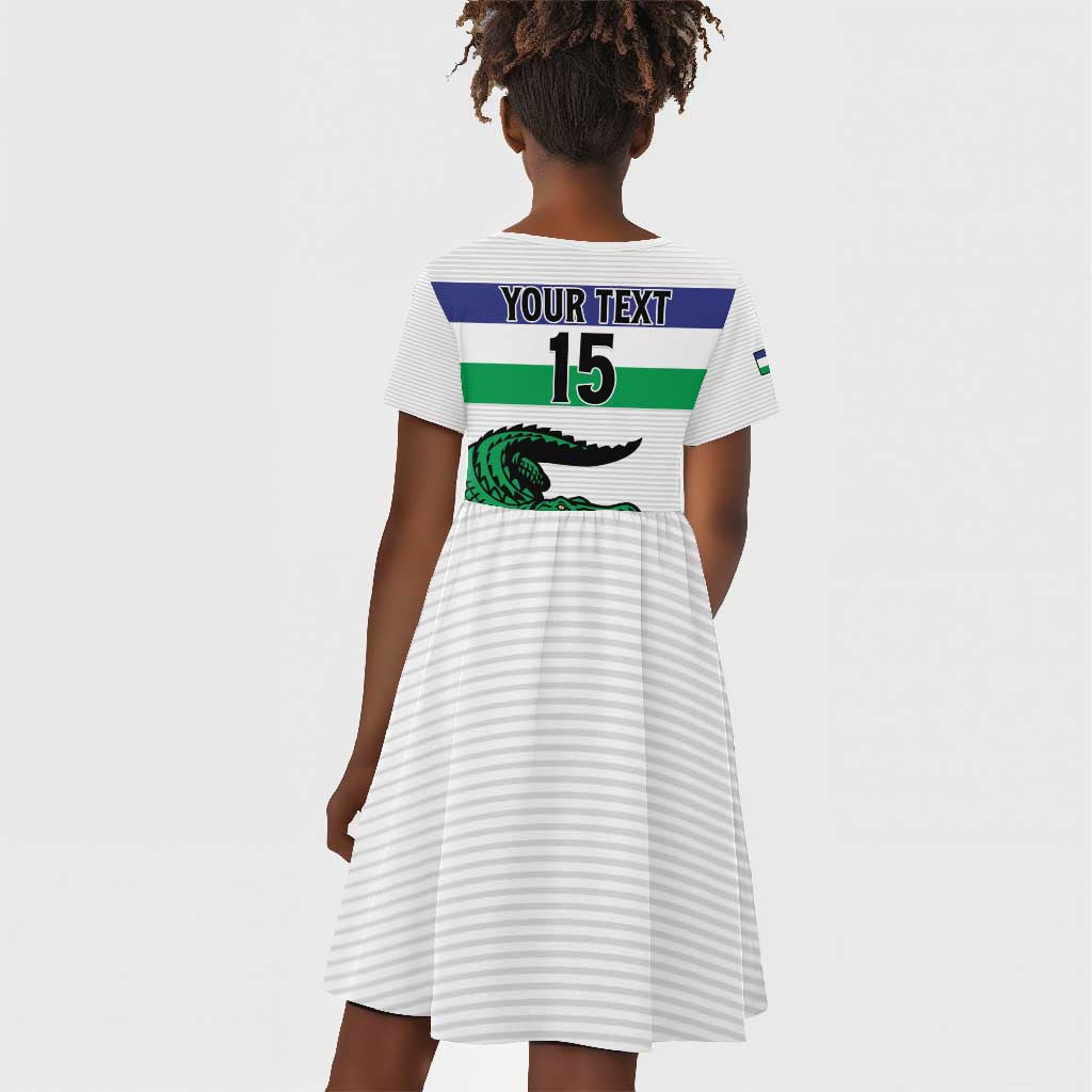 Custom Lesotho Football Kid Short Sleeve Dress Go Likuena Go