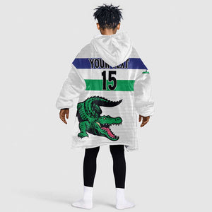 Custom Lesotho Football Kid Wearable Blanket Hoodie Go Likuena Go