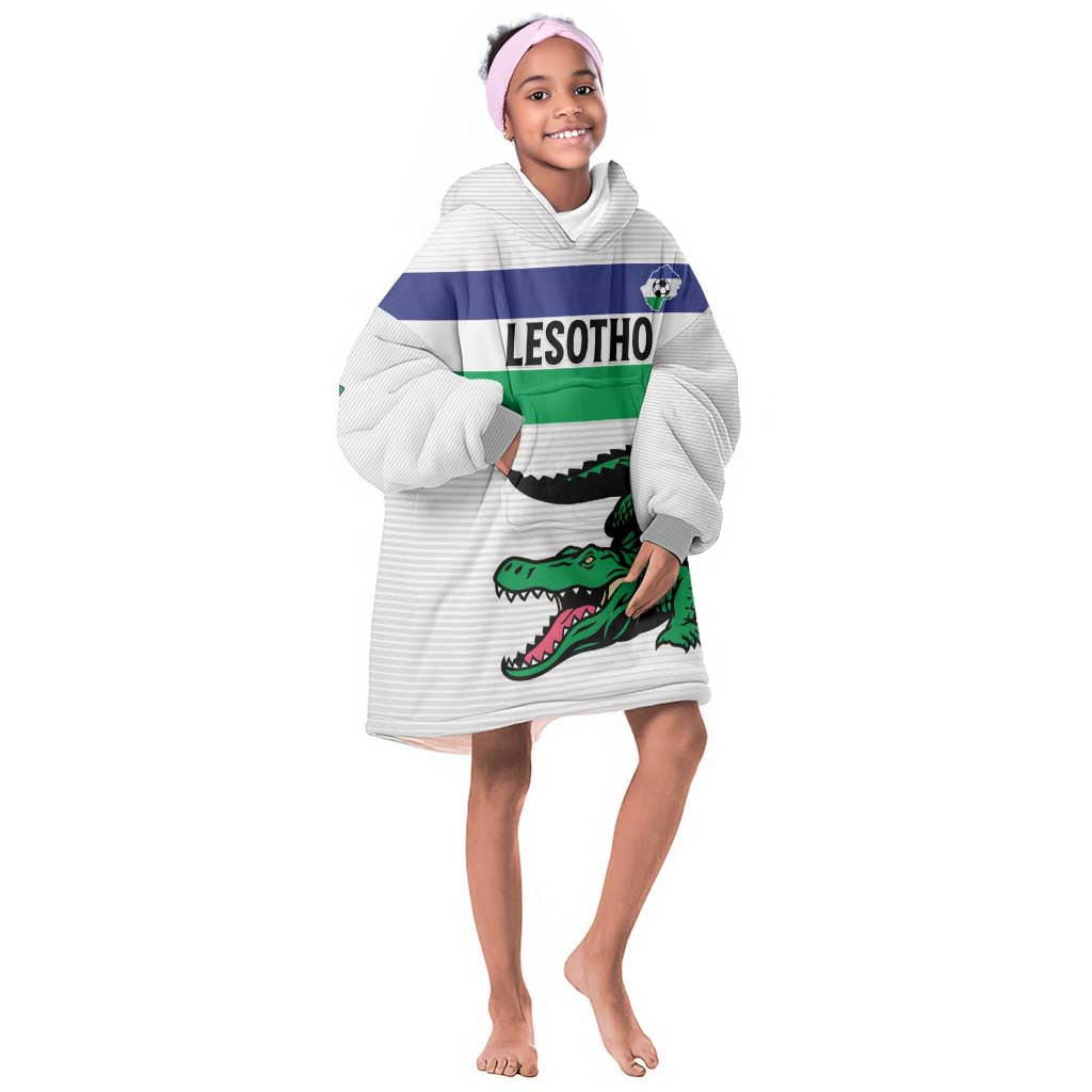Custom Lesotho Football Kid Wearable Blanket Hoodie Go Likuena Go