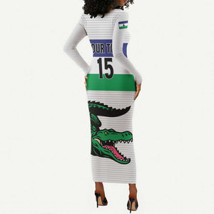 Custom Lesotho Football Long Sleeve Bodycon Dress Go Likuena Go LT15