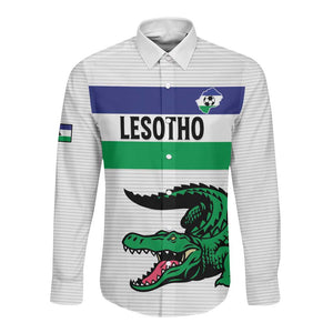 Custom Lesotho Football Long Sleeve Button Shirt Go Likuena Go