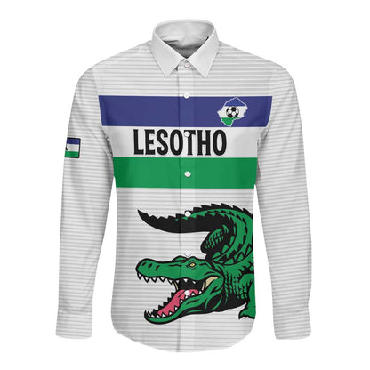 Custom Lesotho Football Long Sleeve Button Shirt Go Likuena Go