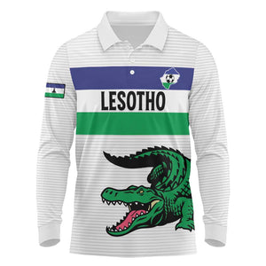 Custom Lesotho Football Long Sleeve Polo Shirt Go Likuena Go