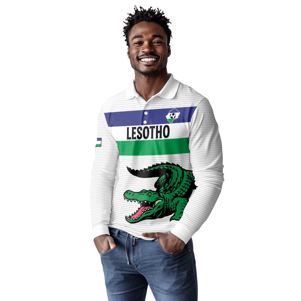 Custom Lesotho Football Long Sleeve Polo Shirt Go Likuena Go