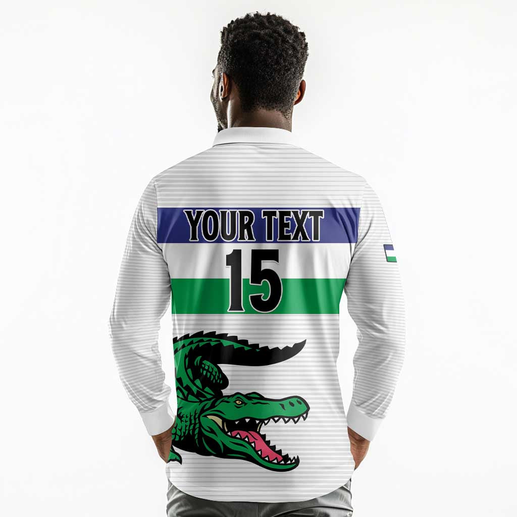 Custom Lesotho Football Long Sleeve Polo Shirt Go Likuena Go