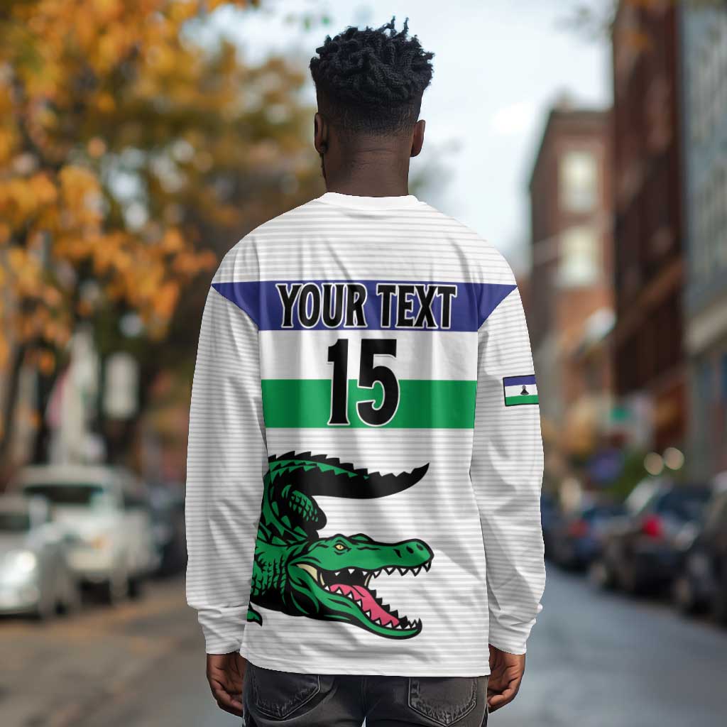Custom Lesotho Football Long Sleeve Shirt Go Likuena Go