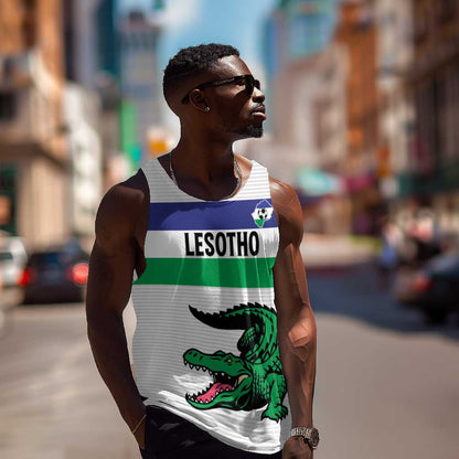 Custom Lesotho Football Men Tank Top Go Likuena Go