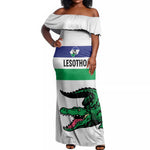Custom Lesotho Football Off Shoulder Maxi Dress Go Likuena Go